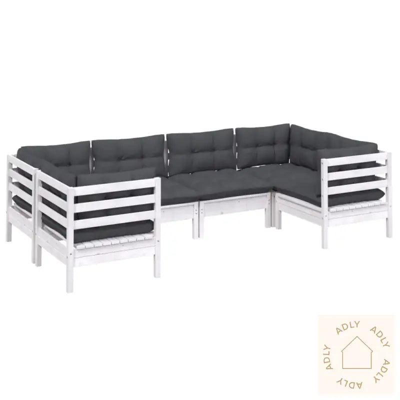 Hagesofagruppe Med Puter 6 Deler Furu Hvit