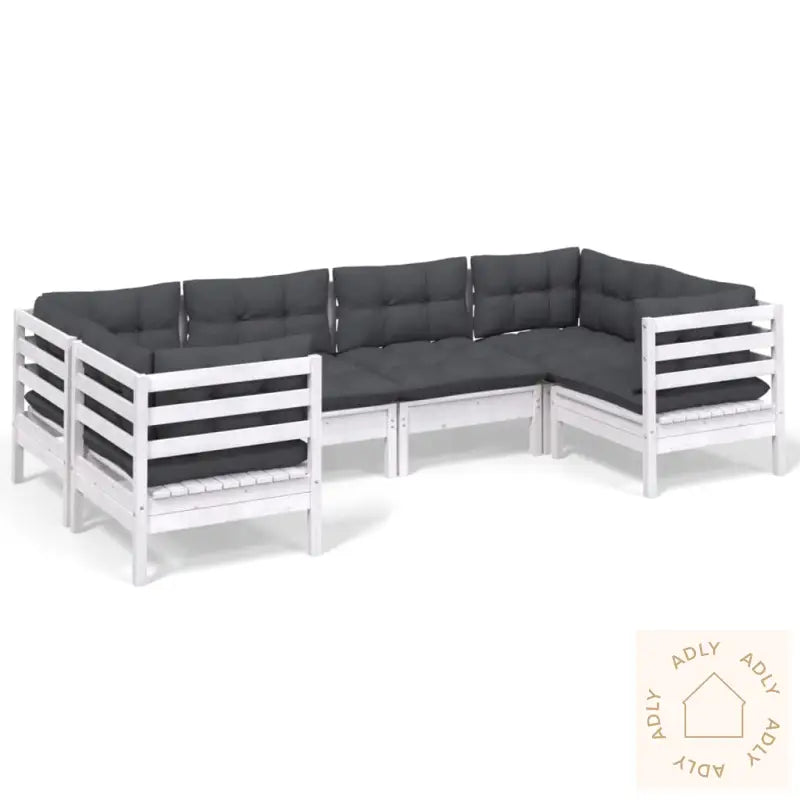Hagesofagruppe Med Puter 6 Deler Furu Hvit