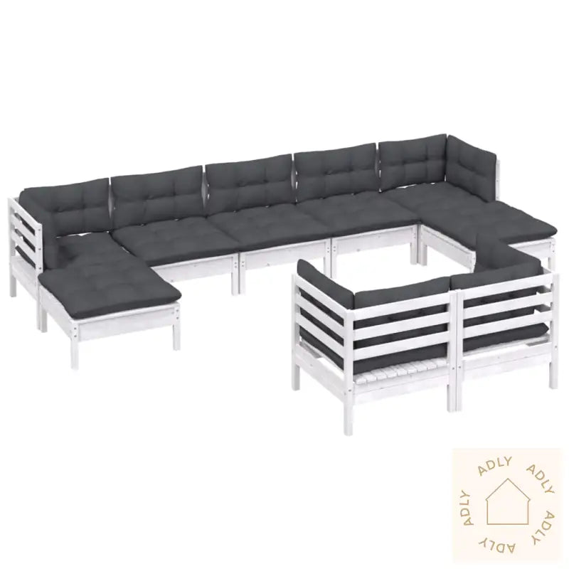 Hagesofagruppe Med Puter 9 Deler Hvit Heltre Furu