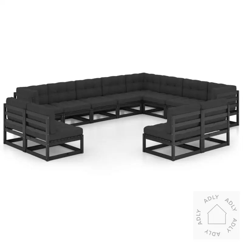 Hagesofagruppe Med Puter 12 Deler Svart Heltre Furu