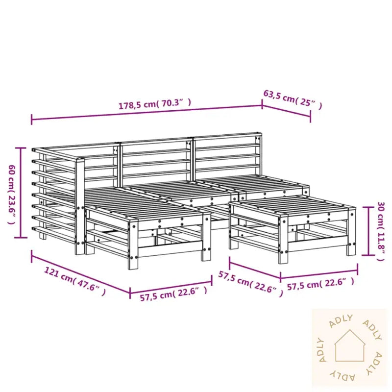 Hagesofagruppe Hvit 5 Deler Heltre Furu
