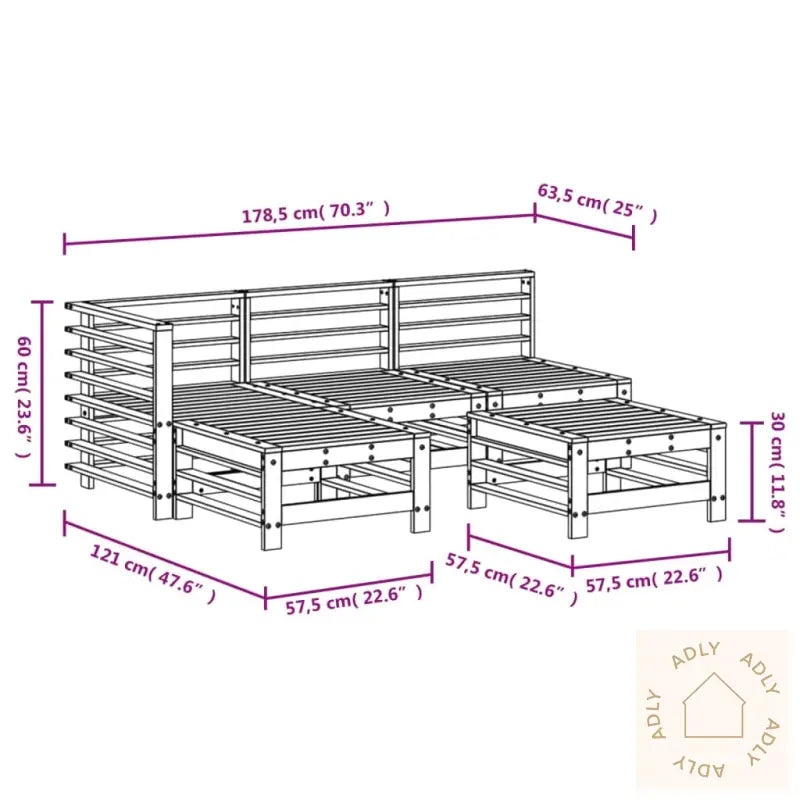Hagesofagruppe Hvit 5 Deler Heltre Furu
