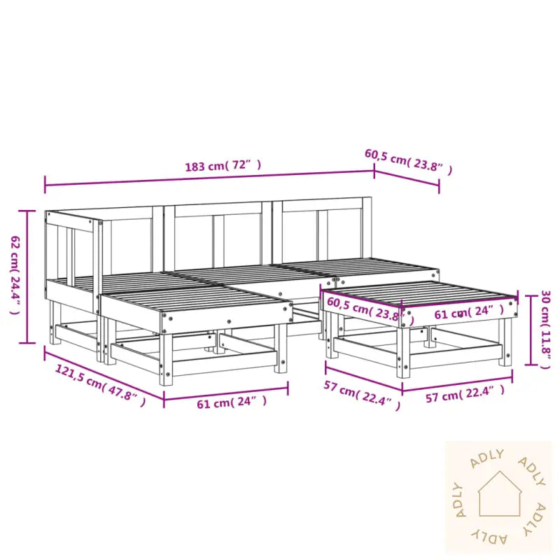 Hagesofagruppe Hvit 5 Deler Heltre Furu