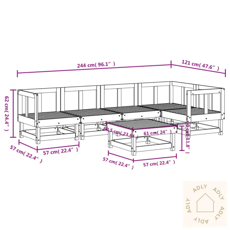 Hagesofagruppe 6 Deler Hvit Heltre Furu
