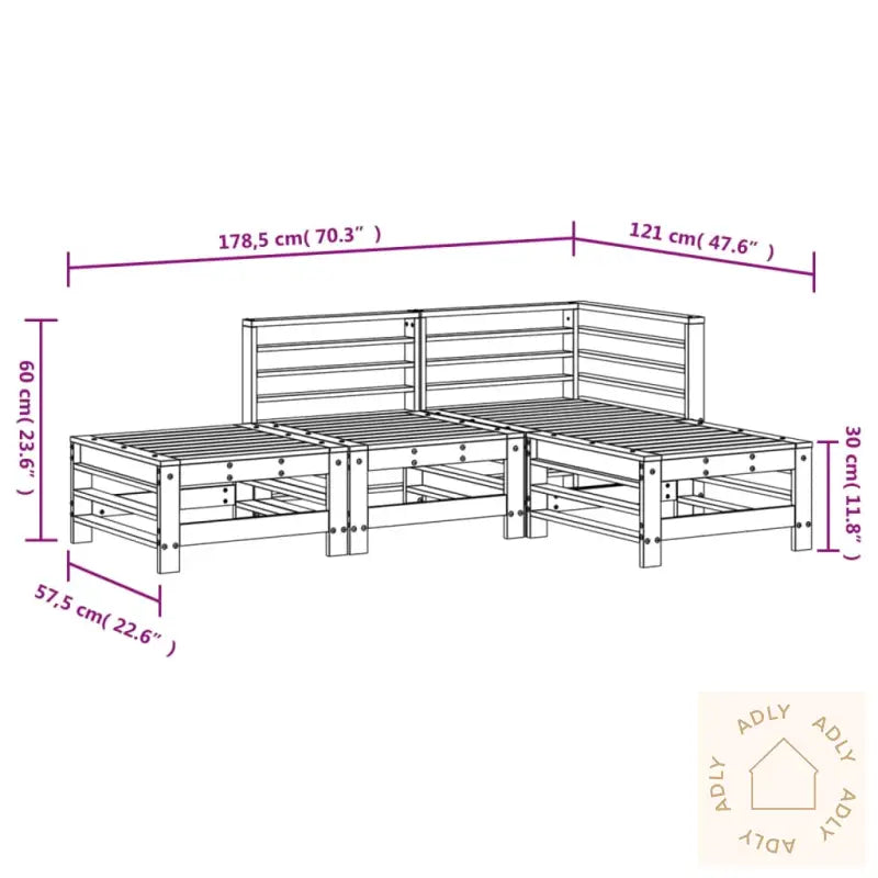 Hagesofagruppe 4 Deler Hvit Heltre Furu