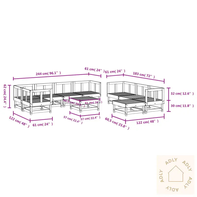 Hagesofagruppe 10 Deler Hvit Heltre Furu