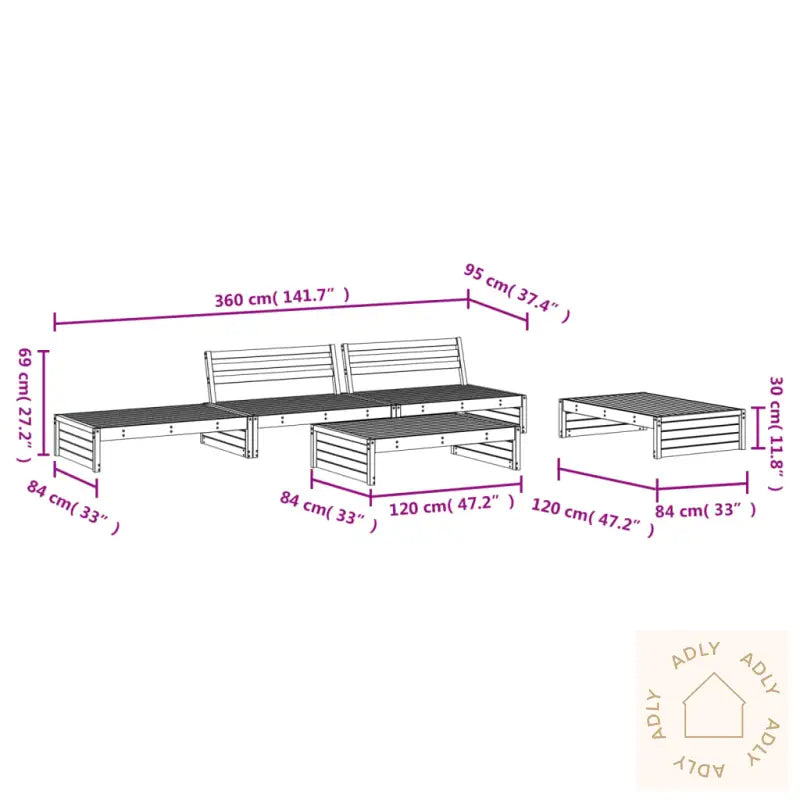 Hagesofagruppe Hvit 5 Deler Heltre Furu