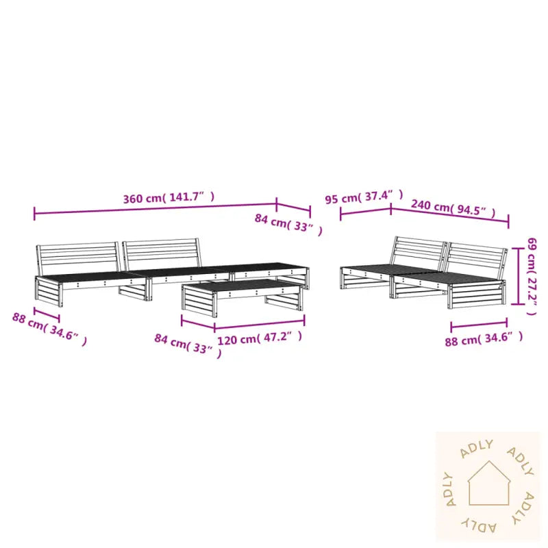 Hagesofagruppe 6 Deler Hvit Heltre Furu
