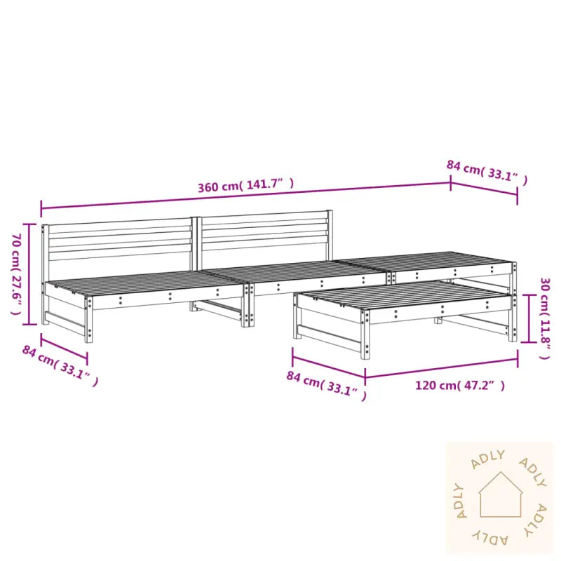 Hagesofagruppe 4 Deler Svart Heltre Furu