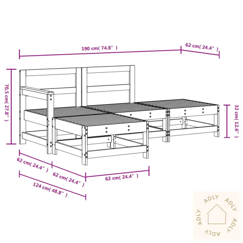 Hagesofagruppe 4 Deler Hvit Heltre Furu