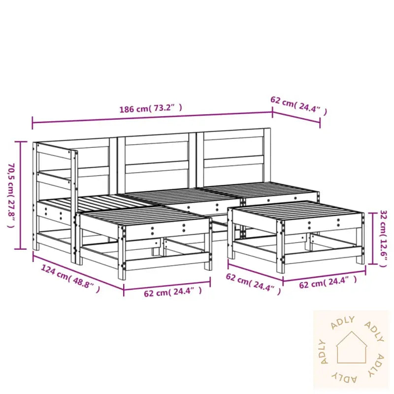 Hagesofagruppe Hvit 5 Deler Heltre Furu