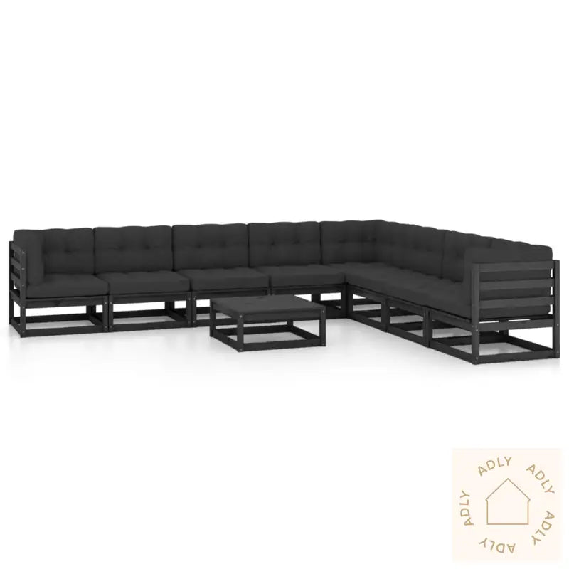 Hagesofagruppe Med Puter 9 Deler Svart Heltre Furu