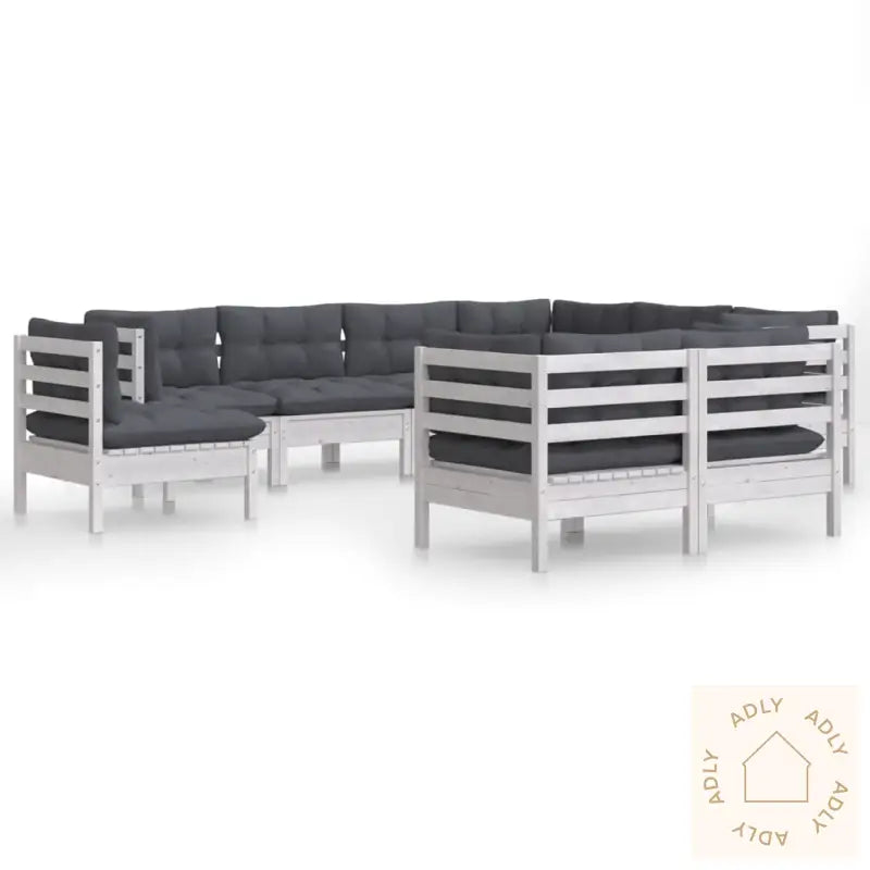 Hagesofagruppe Med Puter 9 Deler Hvit Heltre Furu