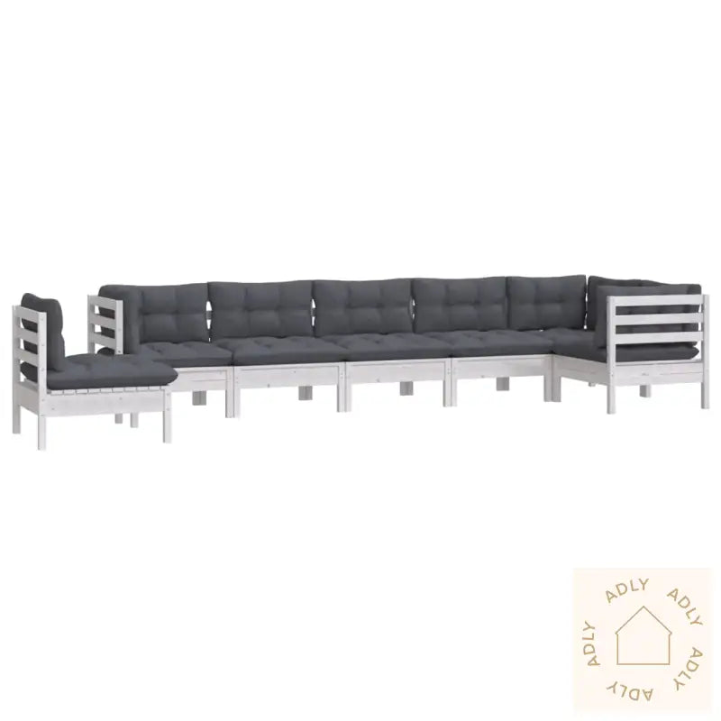 Hagesofagruppe Med Puter 8 Deler Hvit Heltre Furu