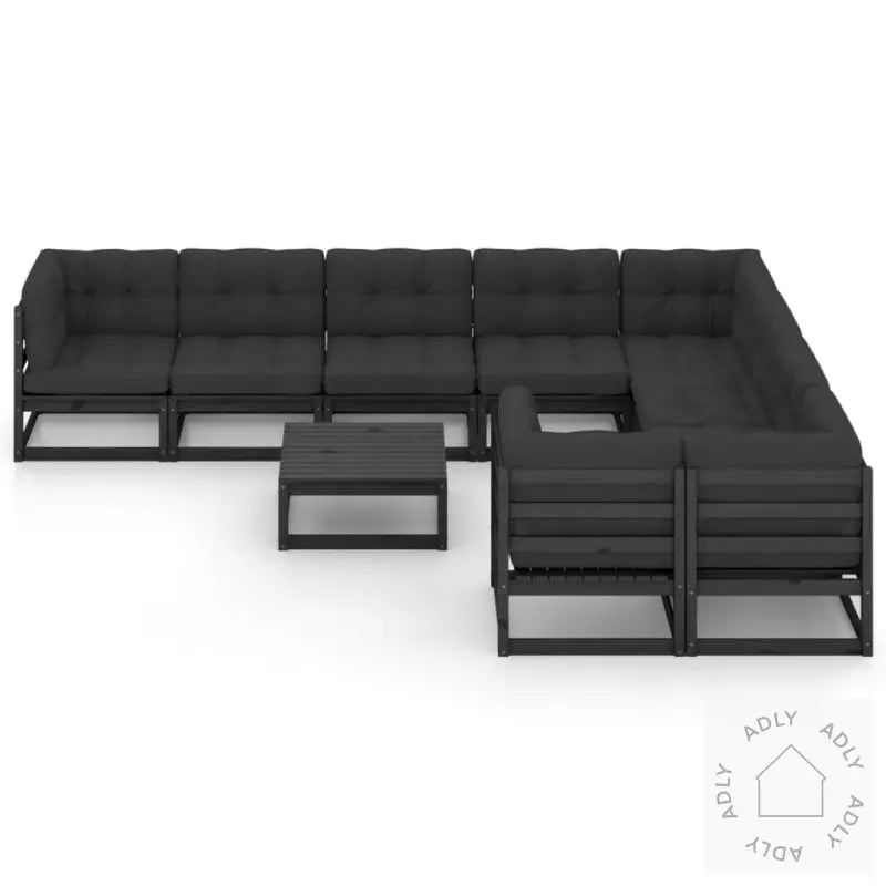 Hagesofagruppe Med Puter 10 Deler Svart Heltre Furu