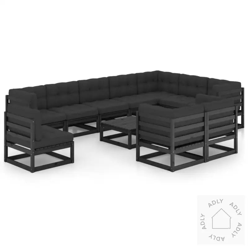 Hagesofagruppe Med Puter 11 Deler Svart Heltre Furu