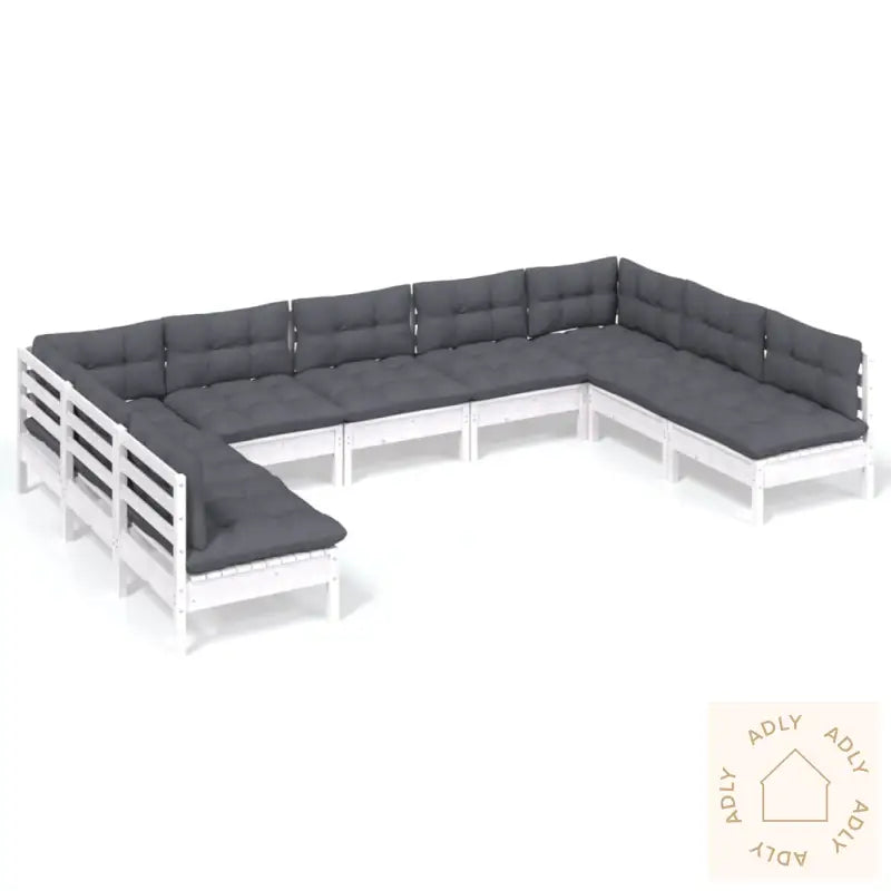 Hagesofagruppe Med Puter 9 Deler Hvit Heltre Furu