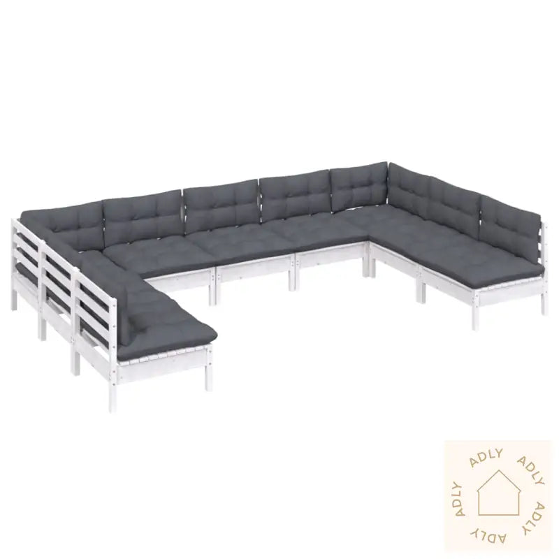 Hagesofagruppe Med Puter 9 Deler Hvit Heltre Furu