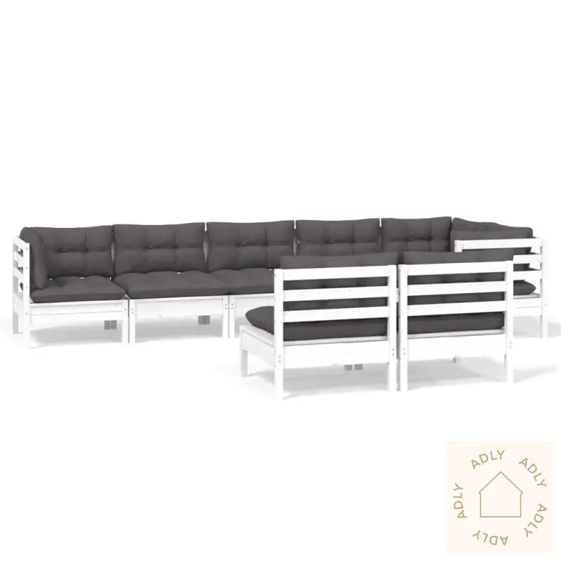 Hagesofagruppe Med Puter 8 Deler Hvit Heltre Furu