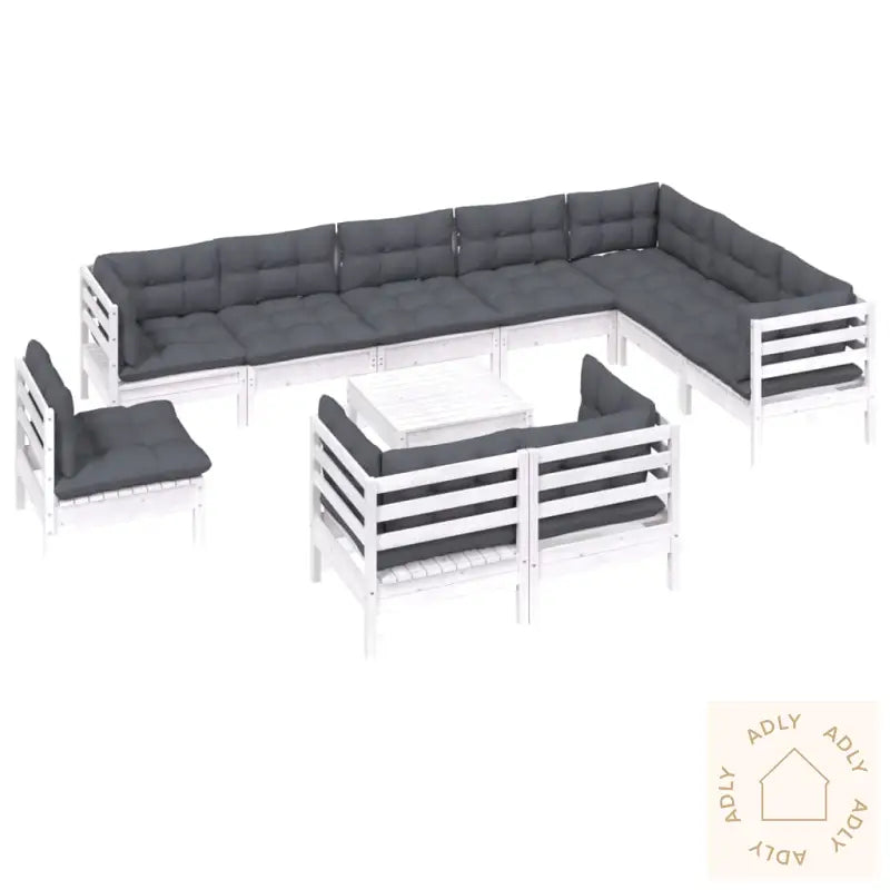 Hagesofagruppe Med Puter 11 Deler Hvit Heltre Furu