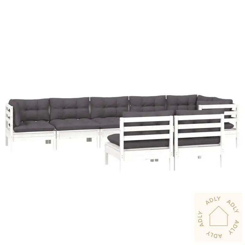 Hagesofagruppe Med Puter 8 Deler Hvit Heltre Furu
