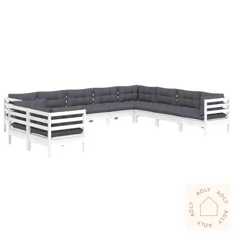 Hagesofagruppe Med Puter 10 Deler Hvit Heltre Furu