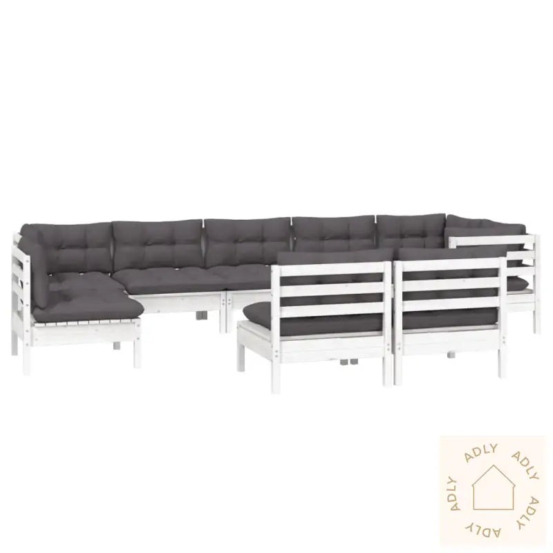 Hagesofagruppe Med Puter 9 Deler Hvit Heltre Furu