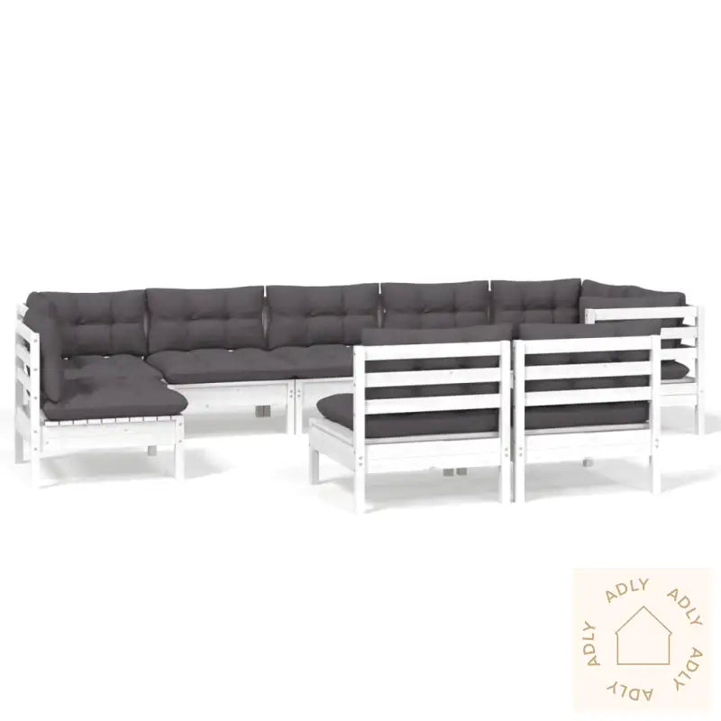 Hagesofagruppe Med Puter 9 Deler Hvit Heltre Furu
