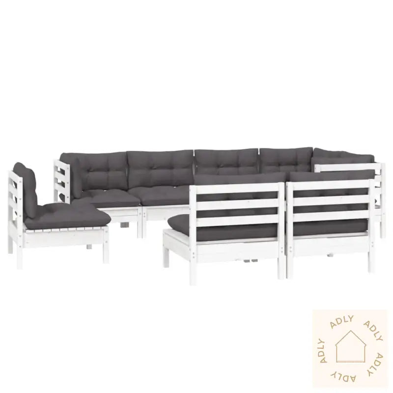 Hagesofagruppe Med Puter 8 Deler Hvit Heltre Furu