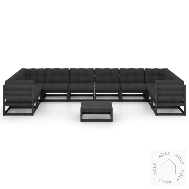 Hagesofagruppe Med Puter 11 Deler Svart Heltre Furu