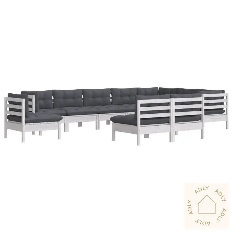 Hagesofagruppe Med Puter 10 Deler Hvit Heltre Furu