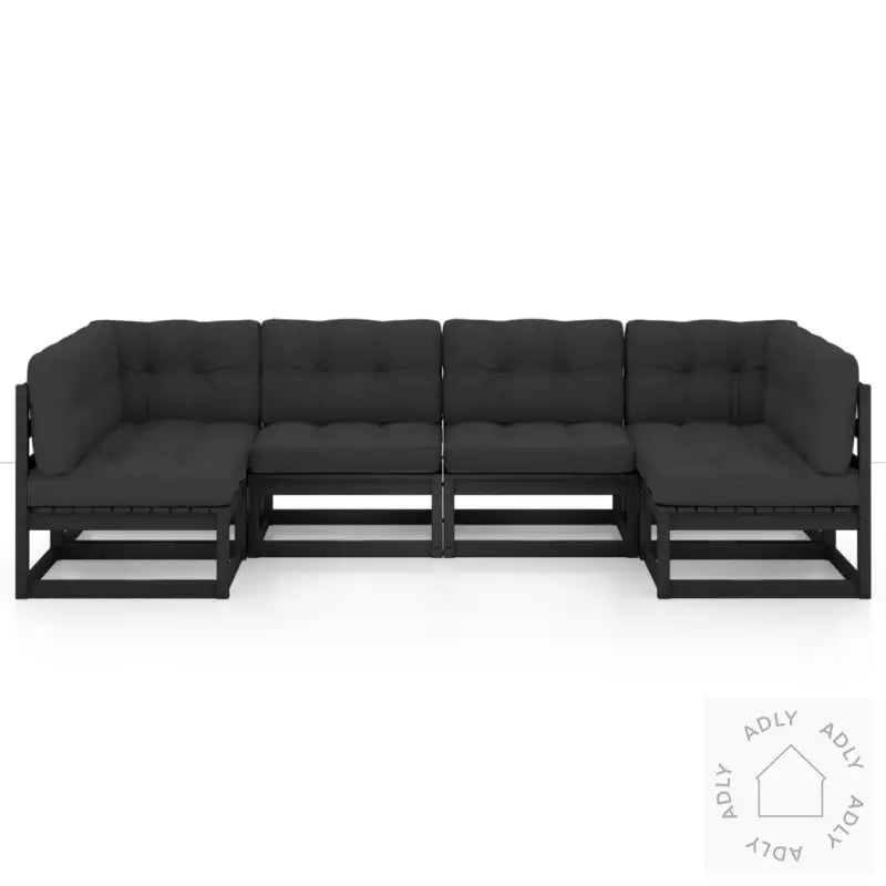 Hagesofagruppe Med Puter 6 Deler Svart Heltre Furu