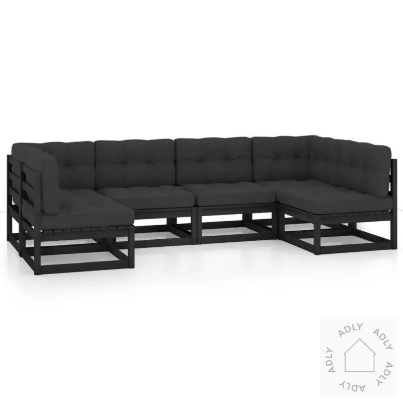 Hagesofagruppe Med Puter 6 Deler Svart Heltre Furu