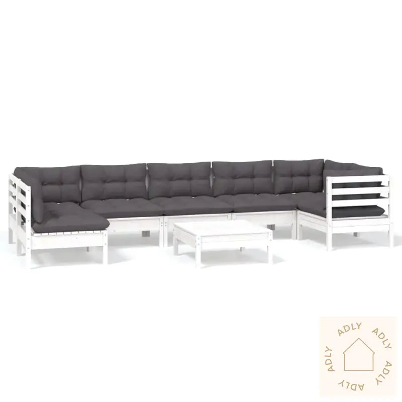 Hagesofagruppe Med Puter 8 Deler Furu Hvit