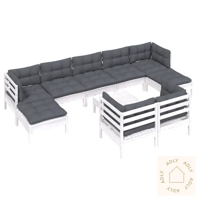 Hagesofagruppe Med Puter 10 Deler Hvit Heltre Furu