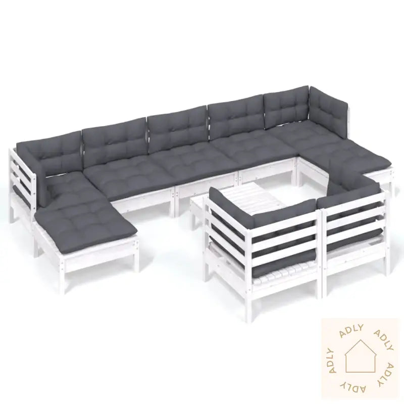 Hagesofagruppe Med Puter 10 Deler Hvit Heltre Furu