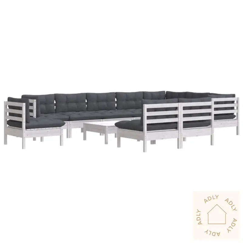 Hagesofagruppe Med Puter 11 Deler Hvit Heltre Furu