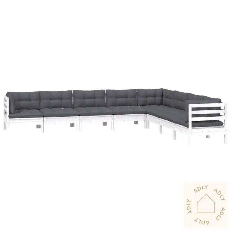 Hagesofagruppe Med Puter 8 Deler Hvit Heltre Furu