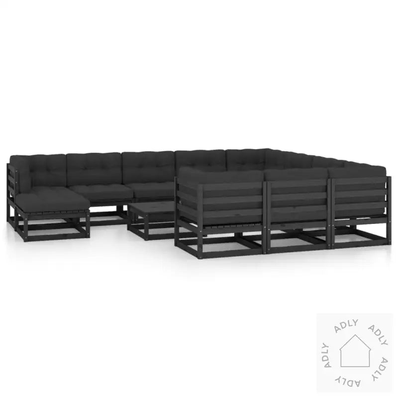 Hagesofagruppe Med Puter 12 Deler Svart Heltre Furu