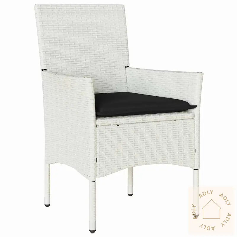 9-Delt Hage Spisegruppe Med Puter, Hvit Poly Rattan