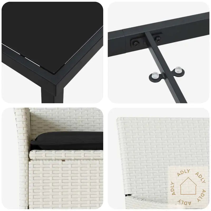 9-Delt Hage Spisegruppe Med Puter, Hvit Poly Rattan