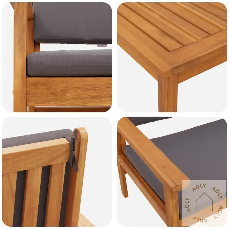 4-Delt Hagesofa Sett Med Puter I Solid Akasietre