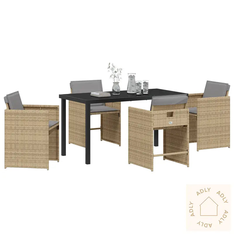 5-Delt Hagemiddagssett Med Puter Beige Poly-Rotting