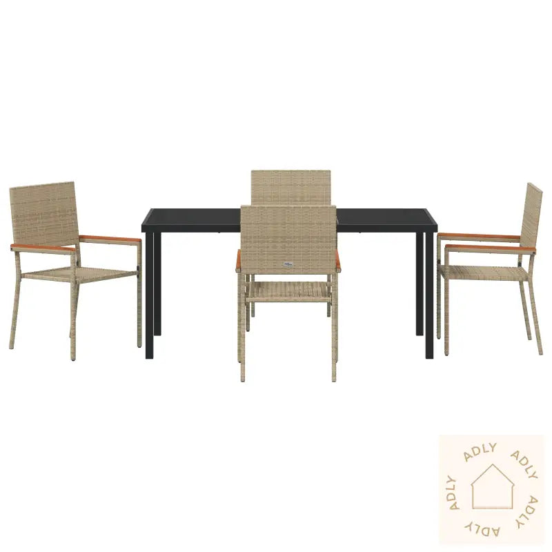 5 Delt Hage Spisebordsett Beige Poly Rottning