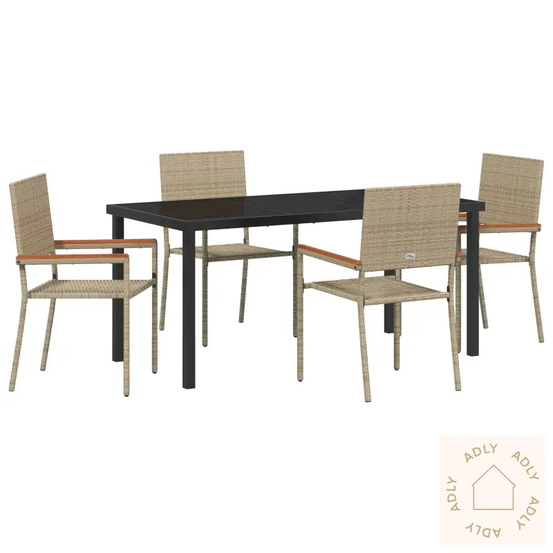 5 Delt Hage Spisebordsett Beige Poly Rottning