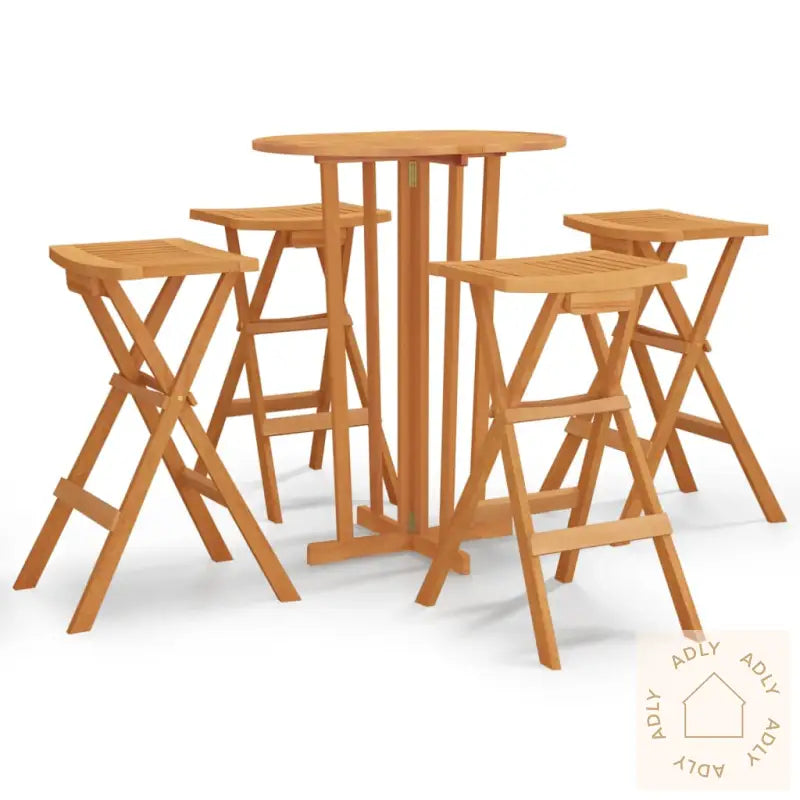 Foldbart Barsett 5 Deler Heltre Teak
