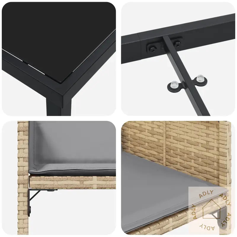 5 Delt Hage Spisegruppe Med Puter Beige Poly Rattan