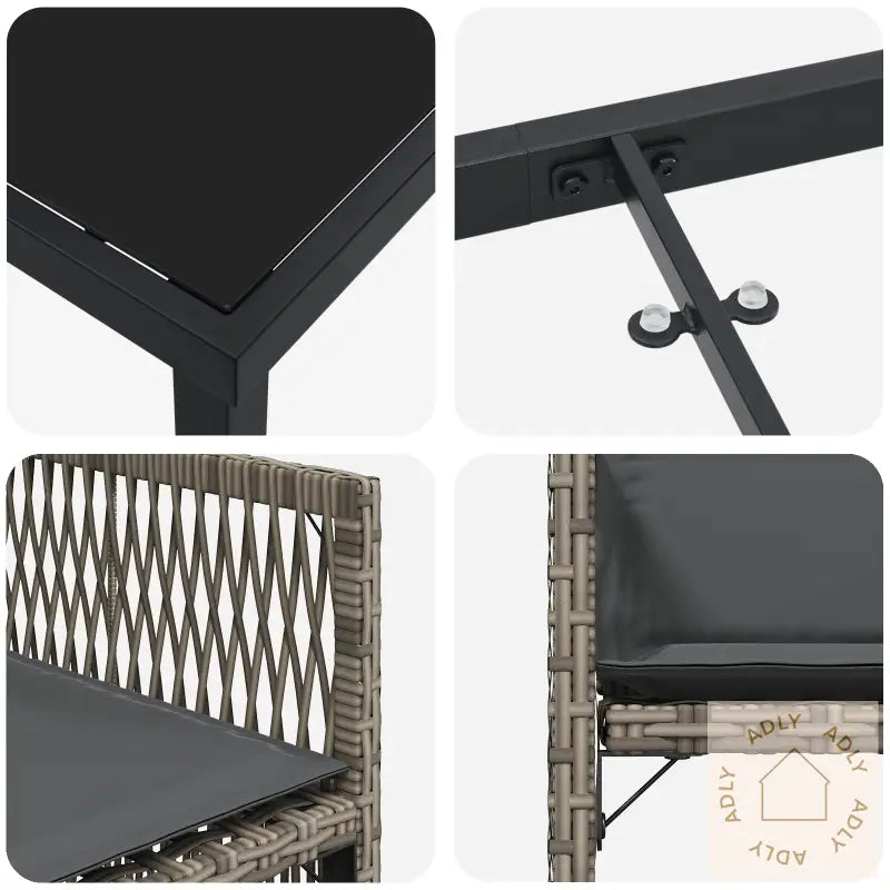 5 Delt Hage Spisesett Med Puter Grå Poly Rottng