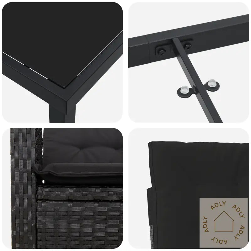 5-Delt Hagemøbelsett Med Puter Svart Poly Rotting