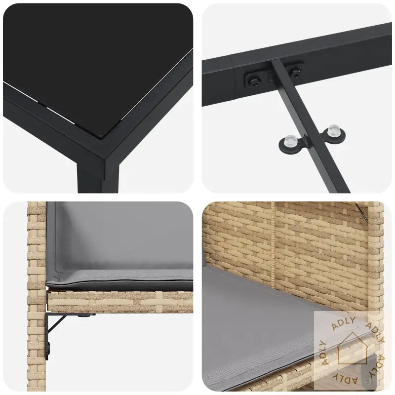 5 Deler Hage Spise Sett Med Puter Beige Poly Rotting